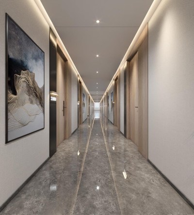 现代酒店玄关过道3D模型下载